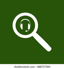  headphones with microphone  icon,vector. Flat design.