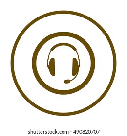  headphones with microphone  icon,vector. Flat design.