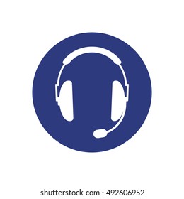  Headphones with microphone  icon,vector. Flat design.
