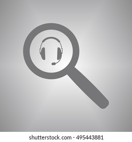  headphones with microphone  icon,vector. Flat design.