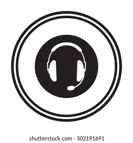  Headphones with microphone  icon,vector. Flat design.