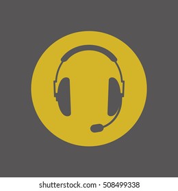  Headphones with microphone  icon,vector. Flat design.