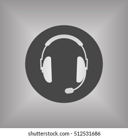  Headphones with microphone  icon,vector. Flat design.