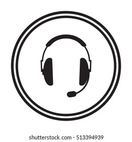  Headphones with microphone  icon,vector. Flat design.