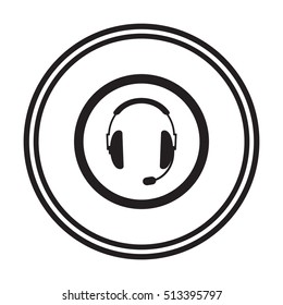  headphones with microphone  icon,vector. Flat design.