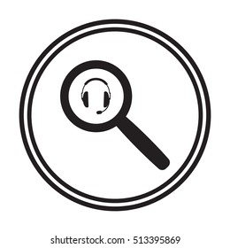  headphones with microphone  icon,vector. Flat design.