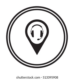  headphones with microphone  icon,vector. Flat design.