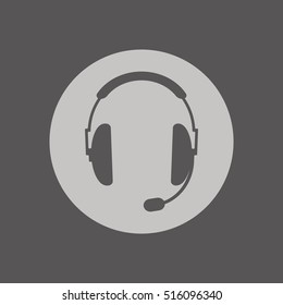  Headphones with microphone  icon,vector. Flat design.