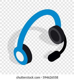 Headphones with microphone isometric icon 3d on a transparent background vector illustration