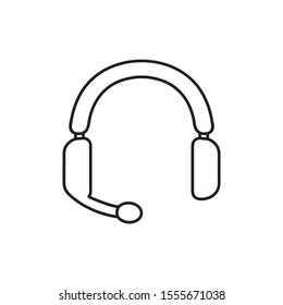 Headphones with microphone minimal icon isolated. Modern outline on white background
