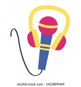 headphones microphone music festival on white background vector illustration