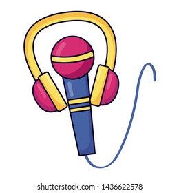 headphones microphone music festival on white background vector illustration