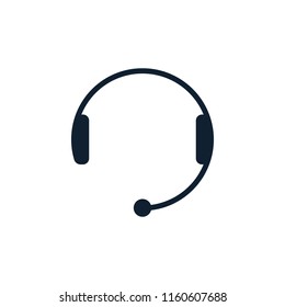 Headphones with microphone on white background. Flat vector headphones design.