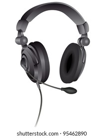 headphones with a microphone on a white background