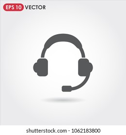 headphones with microphone single vector icon on light background