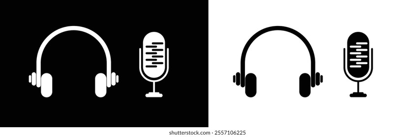 Headphones and Microphone symbol with White Background