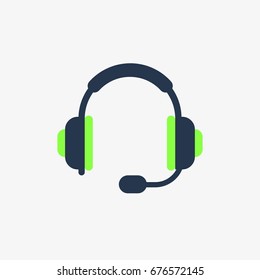 headphones with microphone vector icon
