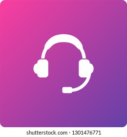 headphones with microphone vector icon. headphones with microphone single web icon on trendy gradient