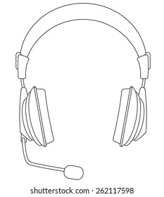Headphones with microphone Vector Illustration isolated on white background.