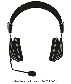 Headphones with microphone Vector Illustration isolated on white background.