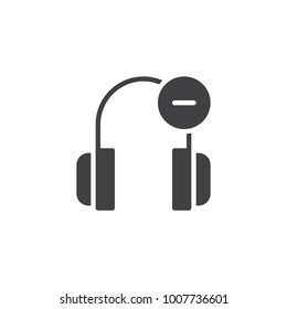 Headphones and minus icon vector, filled flat sign, solid pictogram isolated on white. Symbol, logo illustration.