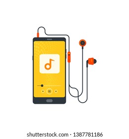 Headphones, Mobile with headset, listening to music, Cheerful songs playlist, Music player, Stereo sound, Earbuds, Earphone, cord wire, audio device, Prints for cloths and cover