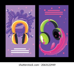 audífonos dispositivos modernos, fondo de salpicaduras