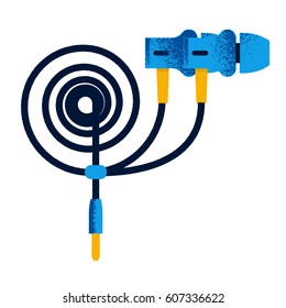 Headphones modern flat illustration with noise texture