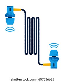 Headphones modern flat illustration with noise texture