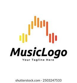 Headphones music audio entertainment logo design template vector.