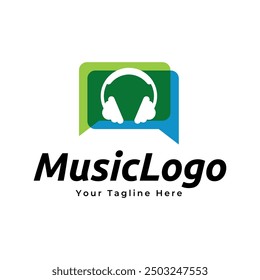 Headphones music audio entertainment logo design template vector.