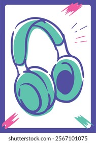 Headphones for music, dance. Vector illustration.