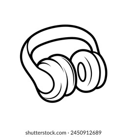 Headphones for music. Gaming earphones or headset. Sound portable audio devices, accessories, stereo gadgets. Hand drawing. Vintage style. Isolated flat vector illustration on a white background.