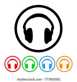 Headphones Music Icon in Four Color Variations Vector 