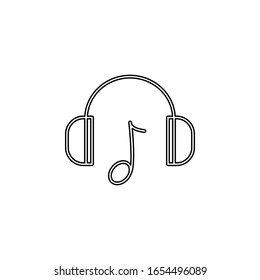 headphones with music icon. Simple thin line, outline vector of web icons for ui and ux, website or mobile application