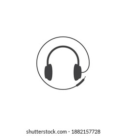 Headphones music logo vector design