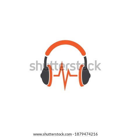 Headphones music logo vector design