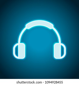 Headphones and music. Mute volume. Simple icon. Neon style. Light decoration icon. Bright electric symbol