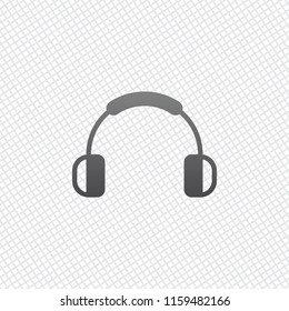 Headphones and music. Mute volume. Simple icon. On grid background