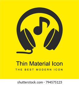 Headphones with music note bright yellow material minimal icon or logo design