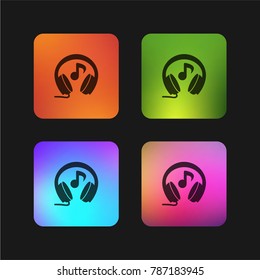 Headphones with music note four color gradient app icon design