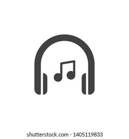 Headphones and music note vector icon. filled flat sign for mobile concept and web design. DJ music sound glyph icon. Symbol, logo illustration. Vector graphics