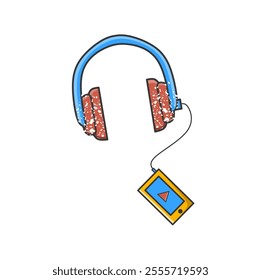 Headphones with Music Player
A vibrant illustration of modern headphones connected to a sleek music player