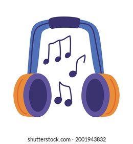 Headphones with music and sound notes
