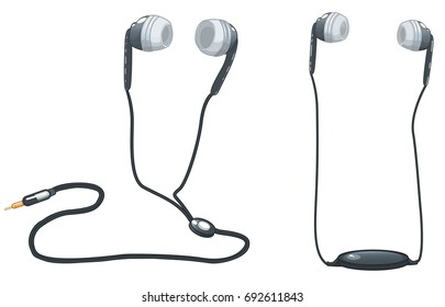 Headphones, music, vector cartoon illustration