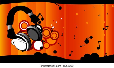 headphones music vector composition
