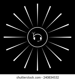 Headphones. Musical accessories running through wi-fi network, vector, EPS 10