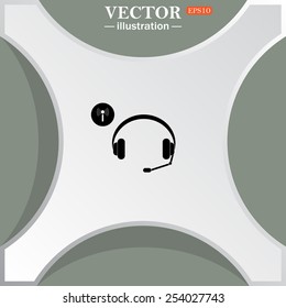 Headphones. Musical accessories running through wi-fi network,  vector illustration, EPS 10
