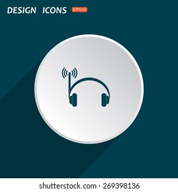 Headphones. Musical accessories running through wi-fi network. icon. vector design