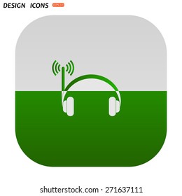 Headphones. Musical accessories running through wi-fi network. icon. vector design